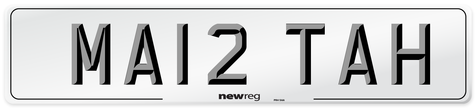 MA12 TAH Number Plate from New Reg